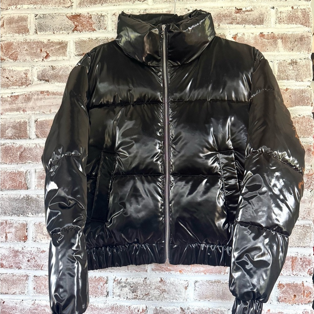 Abercrombie & Fitch Shiny Black Puffer Jacket
